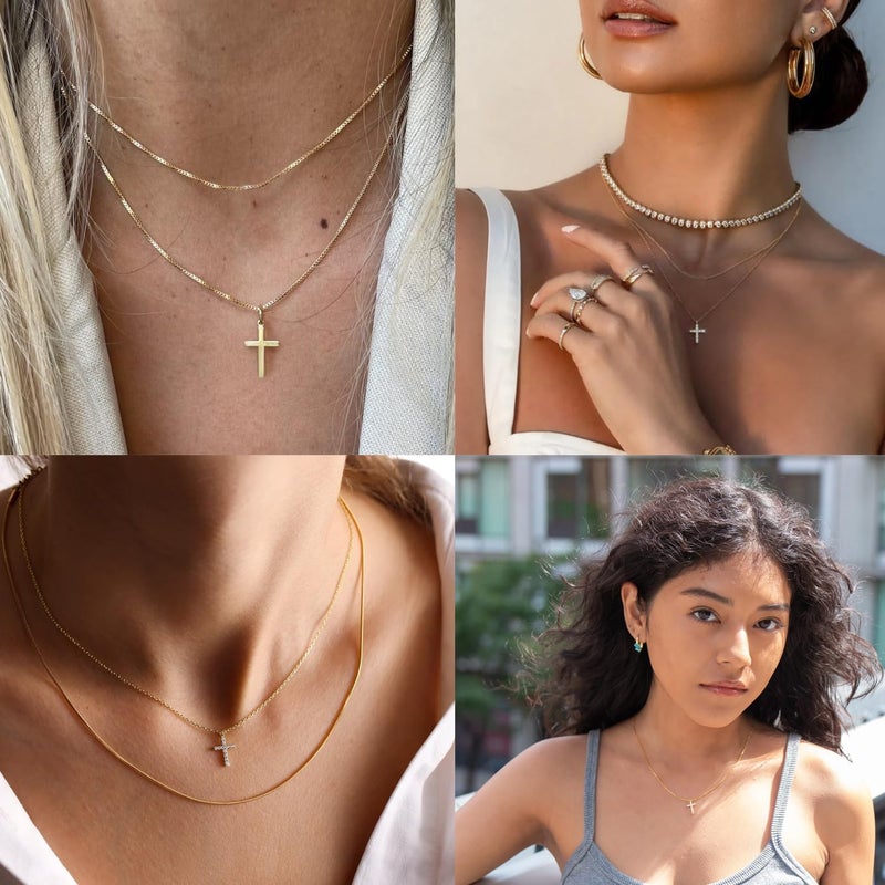 Poxtex Infinity Cross Necklace for Women, Unique Trendy Fahion Cross Jewelry Gifts, Non Tarnish & Waterproof Dainty Simple Gold Cross Pendant, Christian Religious Easter Faith Accessories Jewelry Gifts - Image 5